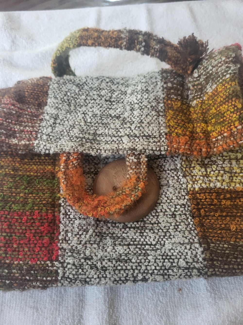 Au Terroir Ste. Madeleine Quebec Hand Loomed Purse Handbag 10' x 7"